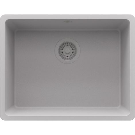 PRIMAGRAN Evier Sous Plan 56x44cm,Evier en Granit 1 bac + Kit de Vidage, Évier au meuble 60cm - Venise Easy, Gris (1/5)