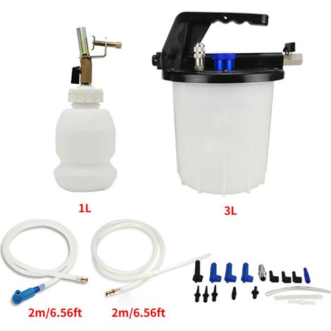 Kit de saignement de frein à vide de 3L, outil d'extracteur de saignement de liquide pneumatique et d'embrayage avec adaptateurs, tuyaux 1L Bouteille de remplissage, appliquer sur la voiture, (1/5)
