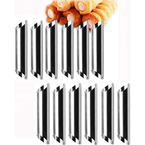 Moule À Cannoli - Moule À Cornet En Acier Inoxydable - Pour Choux À La Crème, Cornets Glace Et Pâtisseries - 12 Pièces - 12,5 x 2,8 cm