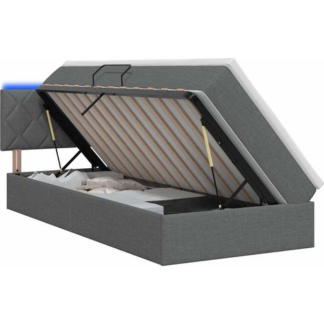 Cama de almacenamiento LED con colchón Gris oscuro 100 x 200 cm vidaXL (1/5)
