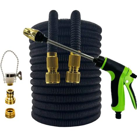 Tuyau d'arrosage extensible pour jardin, flexible et haute pression (1/2 pouce, 100 pieds), tuyau noir, 100 pieds, tuyau noir, tuyau noir, tuyau noir, matériel d'irrigation horticole, pistolet à eau p