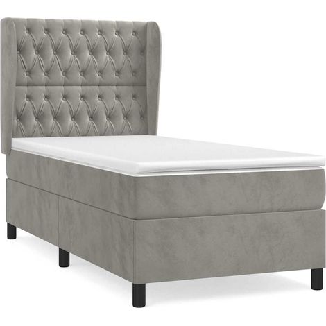 Maison Exclusive - Cama box spring con colchón terciopelo gris cl (1/5)