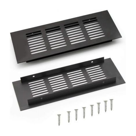 2 Pièces Grille D’aération en Aluminium à Encastrer, Grille de Ventilation 200 mm Angulaire pour la Ventilation des Placards et des Chambres (Noir) (1/5)