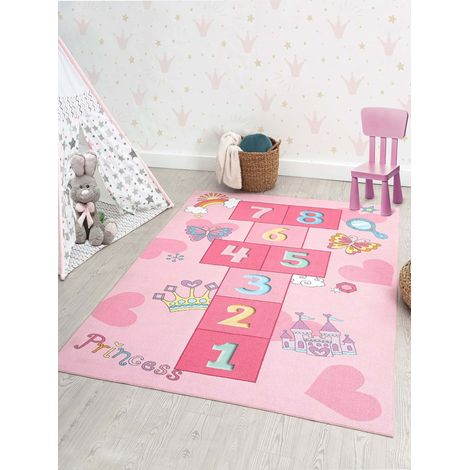 the carpet Happy Life Kinderzimmer, Kinderteppich, Spielteppich, waschbar, Rosa, 140 x 200 cm
