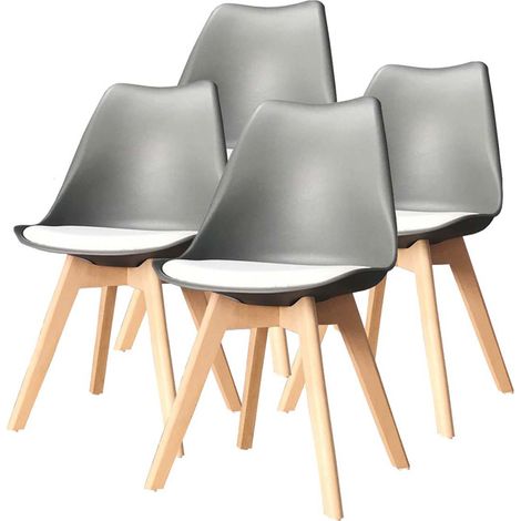 Juego de cuatro sillas escandinavas VLSY blancas/grises