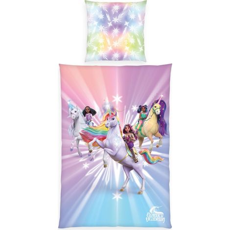 Parure de Lit, Taie d’Oreiller env. 70 x 90 cm, Housse de Couette env. 140 x 200 cm, Avec Fermeture Éclair et Motif Réversible, 100% Coton/Renforcé (1/5)
