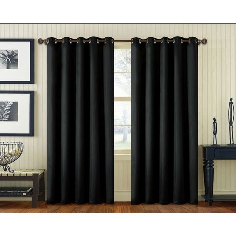 Faux Silk Curtain 66 x 54 - Black
