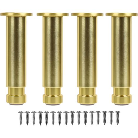 4Pcs Pieds de Meuble Réglables en Aluminium Allié - Hauteur Ajustable, Pieds de Rechange métal pour Table Basse, Armoire, Salle de Bain, Canapé, lit - Support Solide et Durable (Doré, 20CM) (1/5)