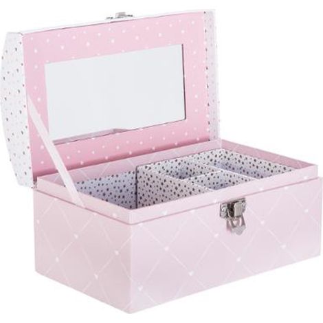Boîte à Bijoux & Miroir Demoiselle 19cm Rose