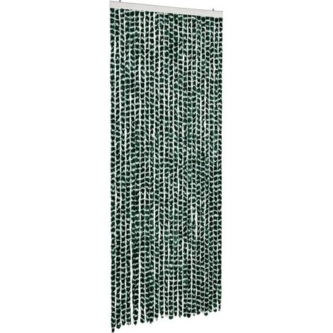 Rideau anti-mouches vert et blanc 100x230 cm chenille CFW65168 (1/5)