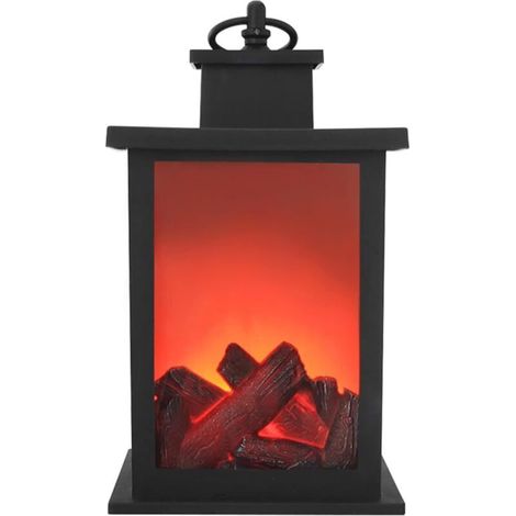 Lanterne de cheminée artificielle - avec poignée de suspension - Portable, alimentée par batterie - Décoration LED tactile, 18 x 12 x 12 cm