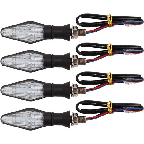 Clignotants LED Moto 4 Pièces Double Couleur 12V Feux Jaune et Bleu Universels pour Deux-Roues (1/5)