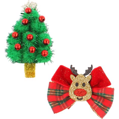 2 Pinces à cheveux, Bois de renne, Sequins, Oreille de renne, Tissu plastique, Noël fête déguisement (1/5)