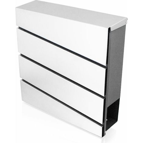 Design Briefkasten 18063 Wandbriefkasten Hausbriefkasten Postkasten Edelstahl mit Zeitungsfach Anthrazit Graphit Optik und Edelstahl Klappe