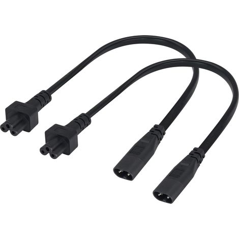 (2Pack)IEC 320 C8 à C5 Adaptateur,7.5A 125V figure 8 Mâle à 3 Pôles Femelle Convertisseur de Puissance pour TV,PC, Affichage d'ordinateur,Projecteur,imprimante(33cm/1Pied)(C5 à C8) (1/5)