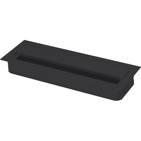 Kabeldurchgang eckig mit Staubschutzbürste, 120x70x25mm, Alu schwarz RAL 9005