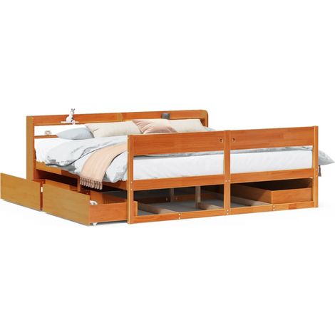 Maison Exclusive - Cama sin colchón madera maciza de pino marrón
