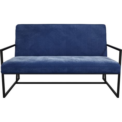 Chance Sofa - Velvet/Metal - L78 x W132.5 x H83 cm - Oxford Blue - Partially Assembled