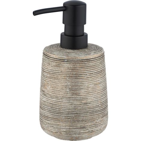 Distributeur Savon Liquide Fedio, Capacité 400 ml, céramique en relief peinte à la main, Ø 8,5 x 17 cm, doré
