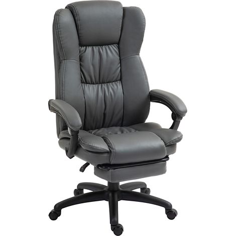 Fauteuil de bureau ergonomique en simili cuir gris foncé avec fonction massage et repose-pieds (1/5)