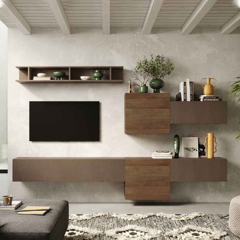 Parete attrezzata soggiorno comp 22 - Infinity BRONZO / MERCURE