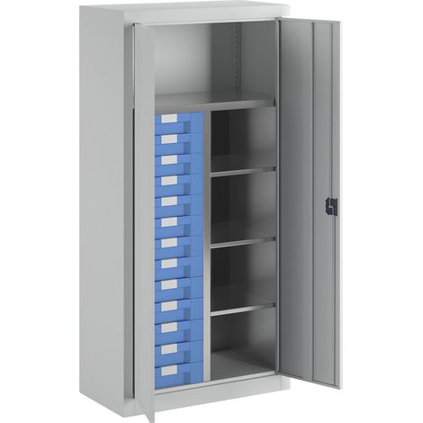 eurokraft pro, Armoire d'atelier et à tiroirs, 4 tablettes, 13