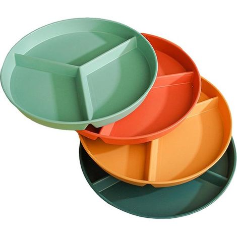 Speiseteller-Set – Unterteilte Teller – Gesunde Ernährung – 3 Fächer – 25 cm Durchmesser – 4 Farben (1/2)