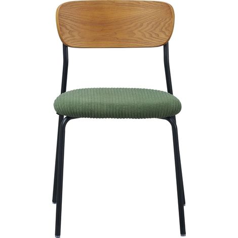 Lot de 2 chaises en bois et velours côtelé vert kaki - Leya (1/5)