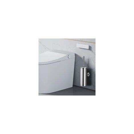 Brosse WC murale avec support pour salle de bain en acier inoxydable et nickel brossé - Crezuo (1/3)