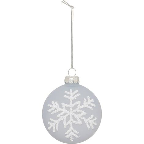 Palla di vetro bianca fiocco di neve d.7cm blu - Atmosphera créateur d'intérieur