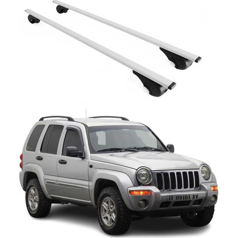 OMAC Dachträger Querträger für Jeep Cherokee KJ 2002-2007 – Abschließbar – Max. 75 kg – 2 Stangen Stahl Silber (1/5)