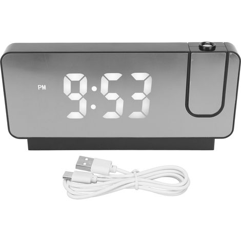 Réveil Projecteur avec Affichage de l'Heure, Date et Température - Écran LED HD Grand Angle 180° pour Chambre, Noir (1/5)