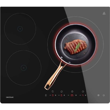 Cecotec Placa VitroCerámica 3 zonas de fuego Placa Bolero Squad V 3001 Max, Potencia M·xima 2700W, 9 Niveles de Potencia, KidBlock, Apagado Autom·tico, Temporizador, Control Táctil