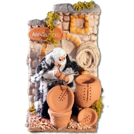 Presepe Aggiusta Piatti con Movimento 9x14x16cm