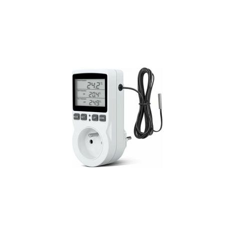 Prise intelligente programmable avec sonde de température – Thermostat numérique pour chauffage serre ou aquarium, minuterie digitale précise (1/4)