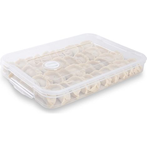 Boîte alimentaire rectangulaire avec couvercle, Boîte de réfrigérateur à une seule couche, Organisateur de nourriture empilable pour garder le poisson, la viande et le fromage frais (1/5)