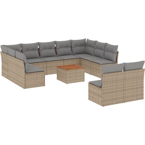 Maison Exclusive - Juego de sofás jardín con cojines beige mezcla (1/5)