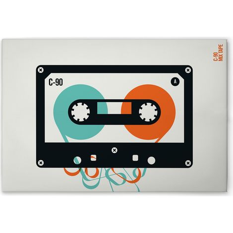 Leinwandbild Retro Kassette Pop Art M1-No.51232 - Kunstdruck auf Leinwand in Creme Schwarz - Wandbild 60 x 40 cm (1/5)