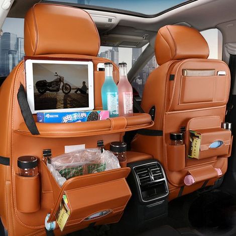 Lot de 2 organisateurs de siège arrière de voiture pour enfants, avec table pliante, protection de dossier de voiture imperméable,E (1/5)