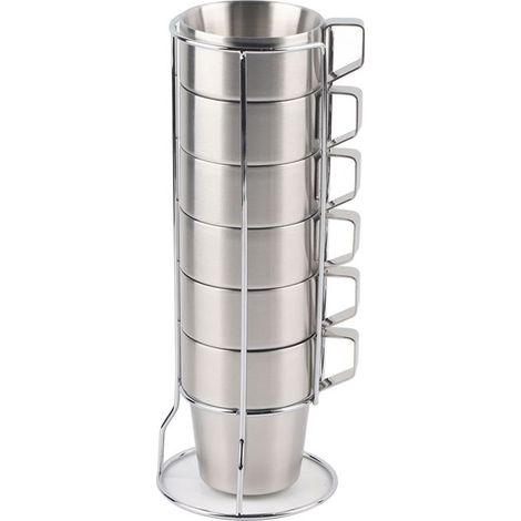 Set de tasse café isotherme inox, anti-brûlure avec support, design ergonomique, maintien température optimal (1/5)