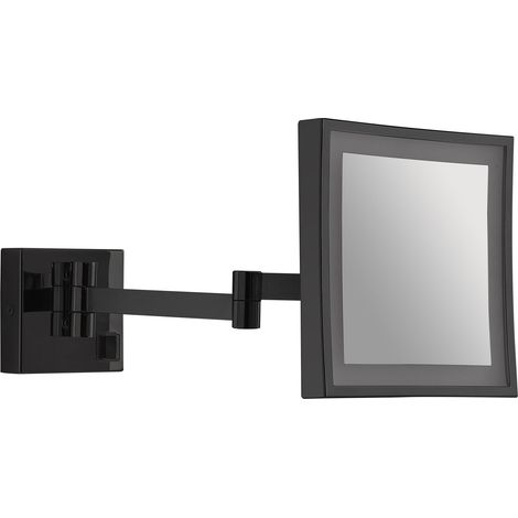 Specchio Ingranditore Da Muro Quadrato 5X Con Led Nero Opaco  Nina