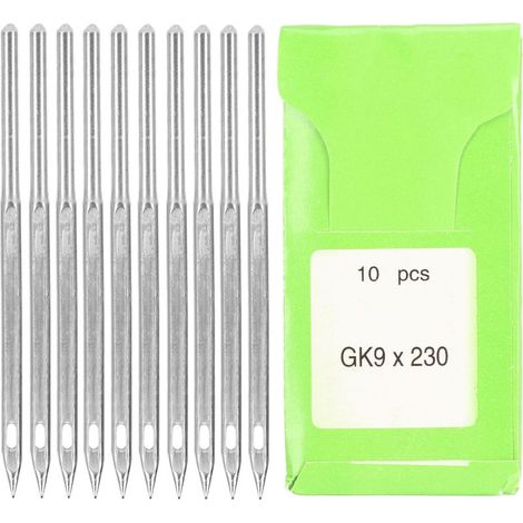 Packung mit 10 Nähnadeln (5 cm, Größe 230), langlebige, gratfreie Stahlsticknadeln für Haushaltsnähmaschinen der GK9-Serie. (1/5)