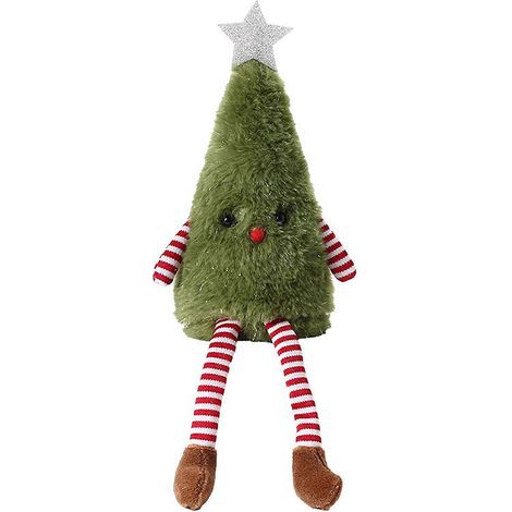 Peluche sapin de Noël avec Dangling jambes, mignon en peluche poupée, pour salon Sofa décoration de fête,Vert (1/5)