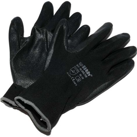 1 Paar Ulith Arbeitshandschuhe Nitril schwarz Cat2 Nylon Strickbund EN388 Gr.10