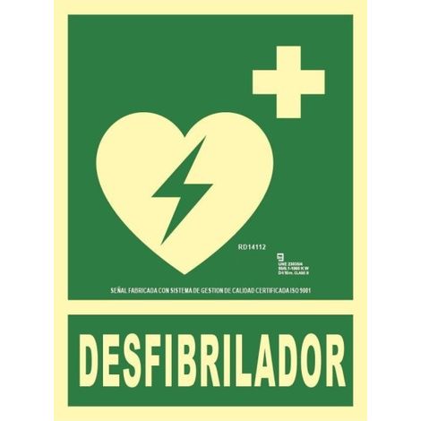 Señal de emergencia Desfibrilador en aluminio clase A 210X300 SEKURECO (1/2)