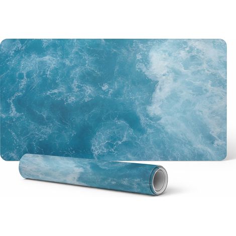 Alfombrilla para escritorio de juegos con gr谩ficos de olas oce谩nicas agitadas, 90x45 cm.