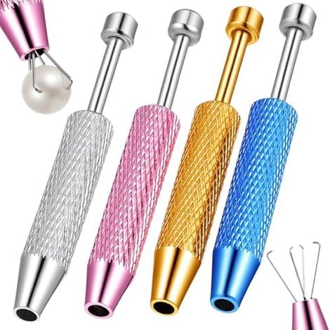 Lot de 4 pinces à boules piercing - griffes Pince boule bijoutier Mini outil récupération pour petites pièces Composants électroniques, bijoux, diamants, perles (1/5)