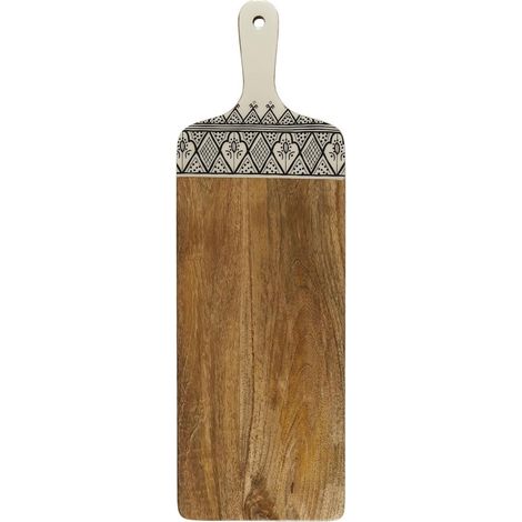 Planche en bois de manguier avec motif mandala noir (L58cm) - MANGO