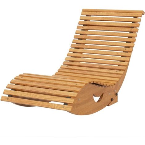 Fauteuil à bascule - Dossier haut - Base réglable 110°–135° - Pin clair - Support 120 kg (1/5)