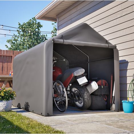 Garage per biciclette 160x220x165 cm grigia in acciaio e PE con telo avvolgibile (1/5)
